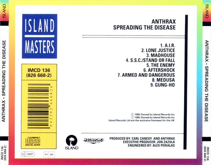 1985 - Spreading The Disease 320 - Anthrax - Spreading The Disease - Trasera.jpg
