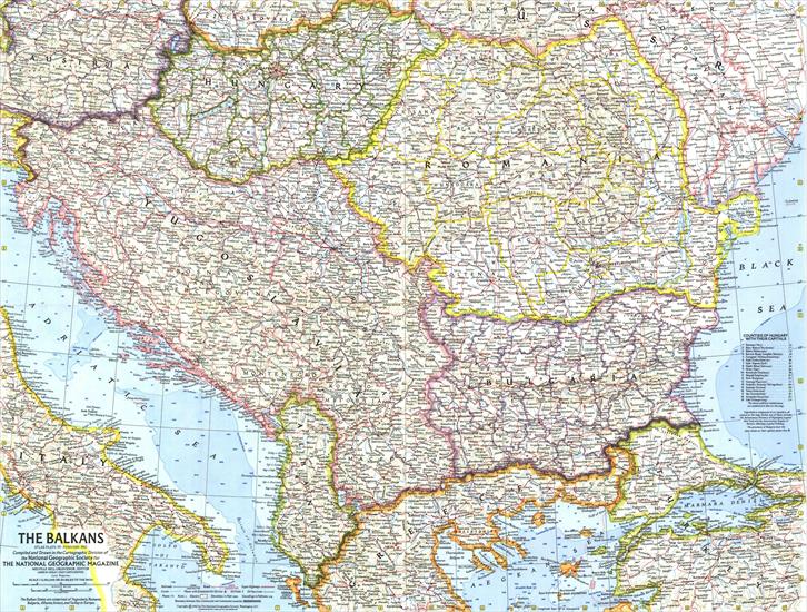 Mapy Na - National Geographic Map The Balkans Map Europe 1962.jpg