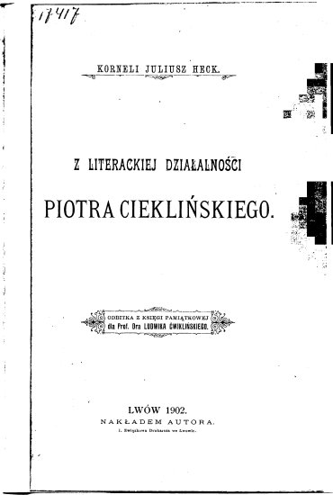 LITERATURA POLSKA - Z LITERACKIEJ DZIAŁALNOŚCI PIOTRA CIEKLIŃSKIEGO.tif