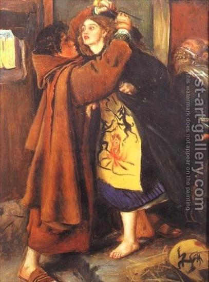 Pary miłosne w malarstwie - Escape of a Heretic, 1559, a painting by Sir John Everett Millais..bmp
