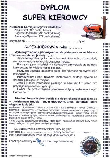 SMIESZNE Certyfikaty Swiadectwa Dyplomy - super_kierowca.jpg