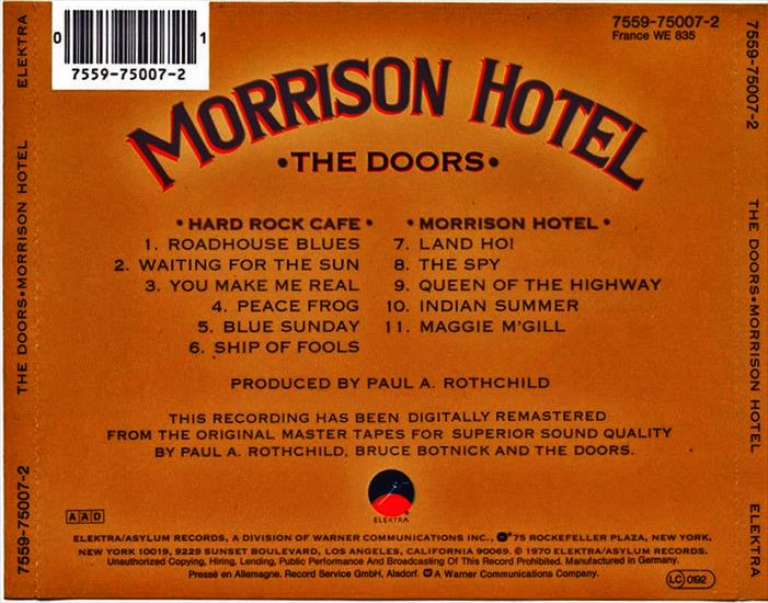 1970 The Doors - Morrison Hotel - 00. The Doors - Morrison Hotel - Back.jpg